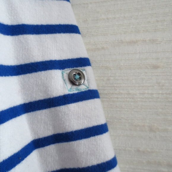 Anthropologie E by Eloise Blue and White Breton Stripe Cotton Tee T-Shirt - Picture 7 of 8